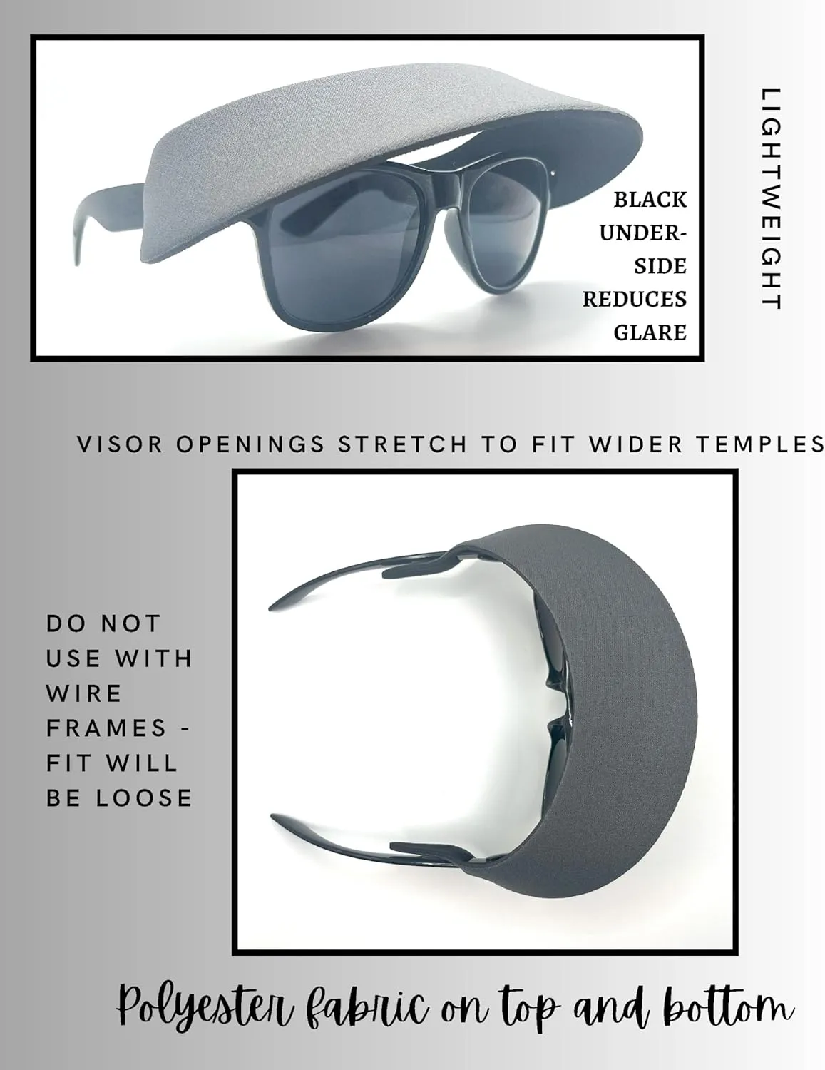 Visor ATTACHES to Sunglasses, EVA Foam, Unisex