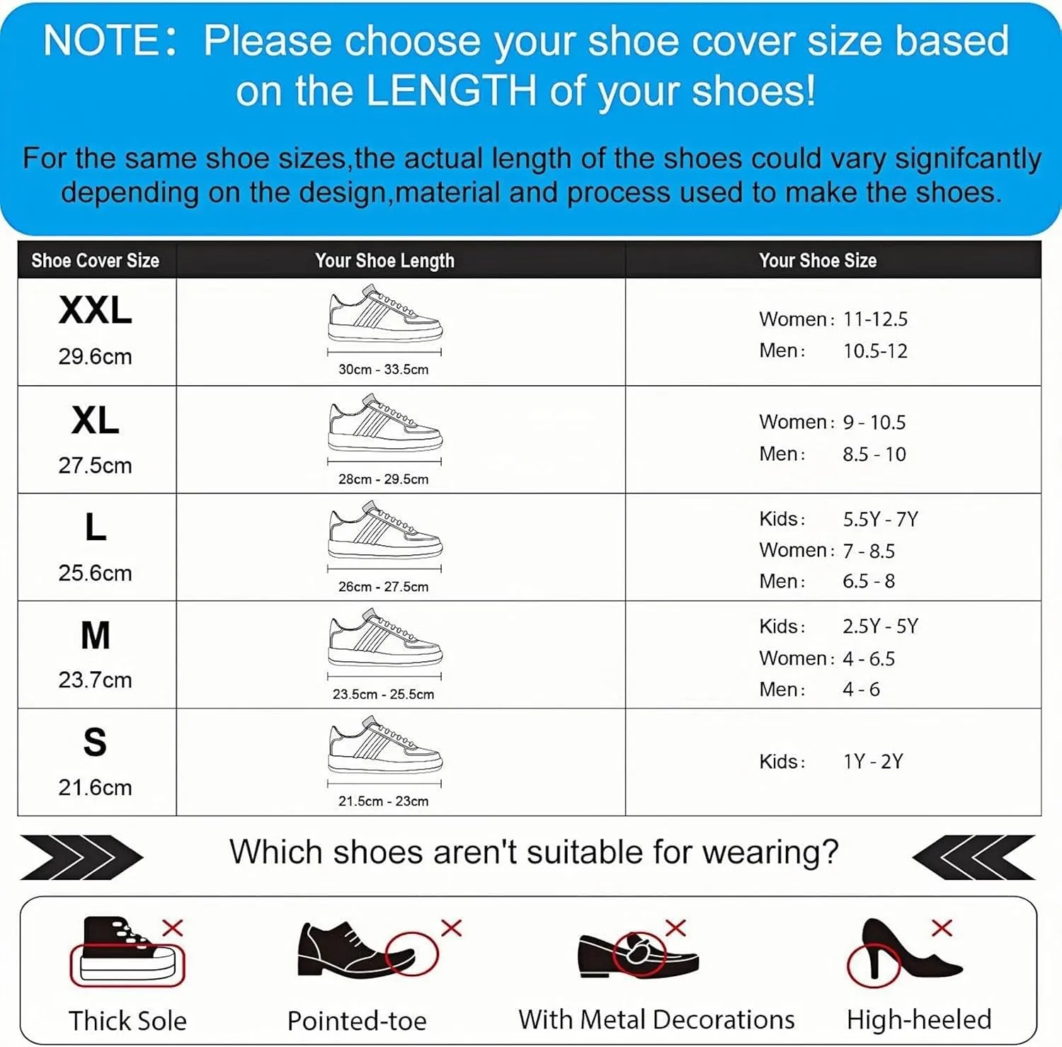 Waterproof Shoe Covers, Reusable Non Slip Rubber Rain Shoe Cover Cycling Shoe Protectors Outdoor with Non-Slip Sole,Women Men TPE Rubber Sole Overshoes Protectors for Cycling Camping Travel