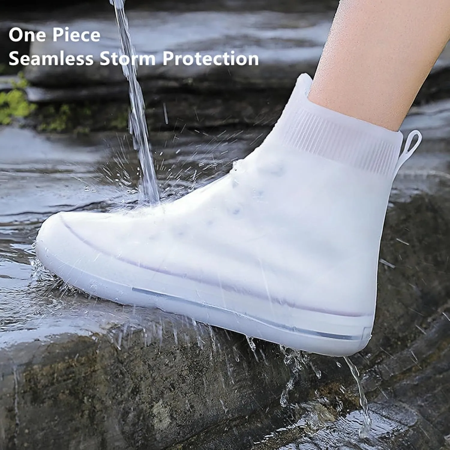 Waterproof Shoe Covers, Reusable Non Slip Rubber Rain Shoe Cover Cycling Shoe Protectors Outdoor with Non-Slip Sole,Women Men TPE Rubber Sole Overshoes Protectors for Cycling Camping Travel