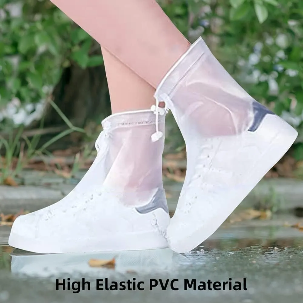 Waterproof Shoes Cover, Rain Boot Shoe Covers, Reusable Women Men PVC Rubber Sole Overshoes Galoshes Protectors for Cycling Camping Travel (XXXL, White)