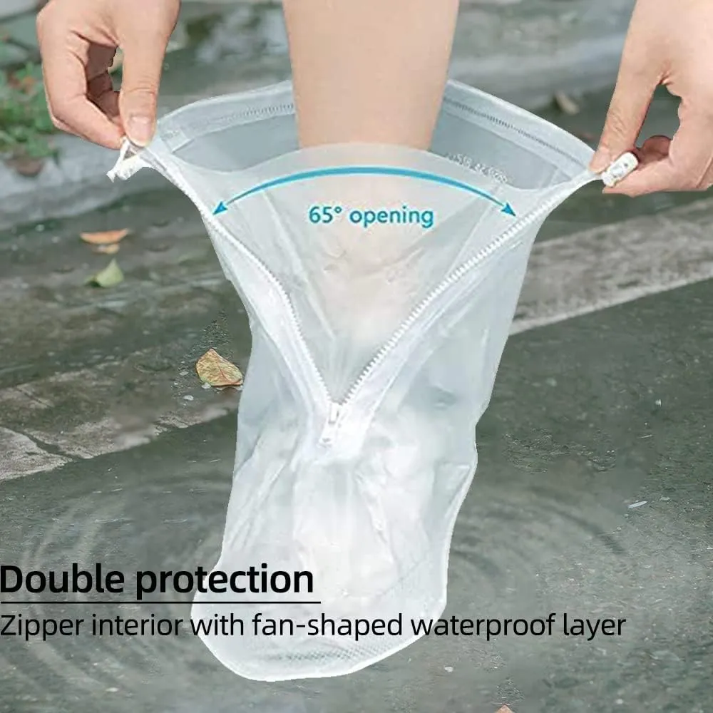Waterproof Shoes Cover, Rain Boot Shoe Covers, Reusable Women Men PVC Rubber Sole Overshoes Galoshes Protectors for Cycling Camping Travel (XXXL, White)