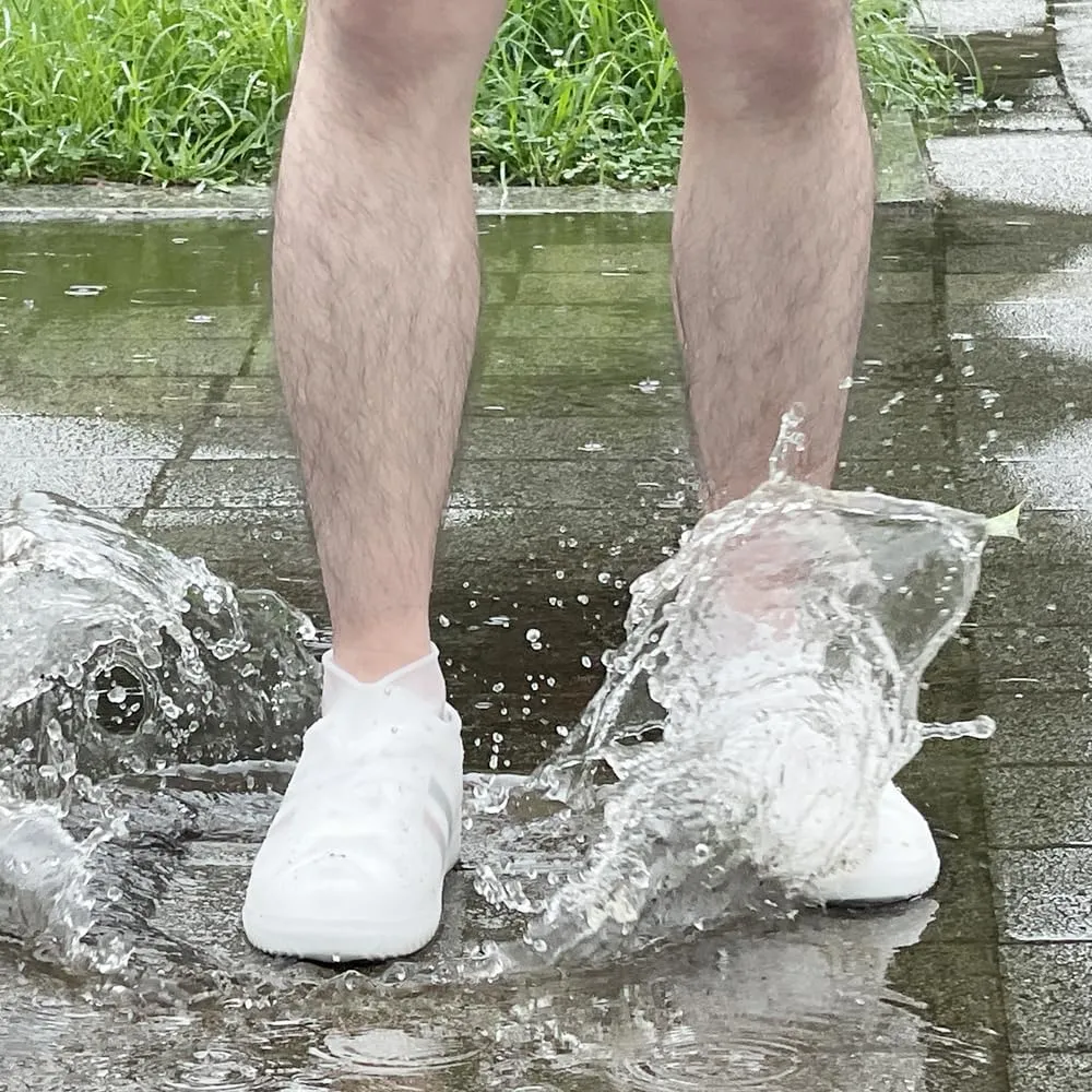 Waterproof Silicone Rubber Shoe Covers for Rain, Non-Slip Easy-handy Water Resistant Overshoes Outdoor Cycling Hiking Protectors Apply to Men, Women, Kids (Large, BLACK)