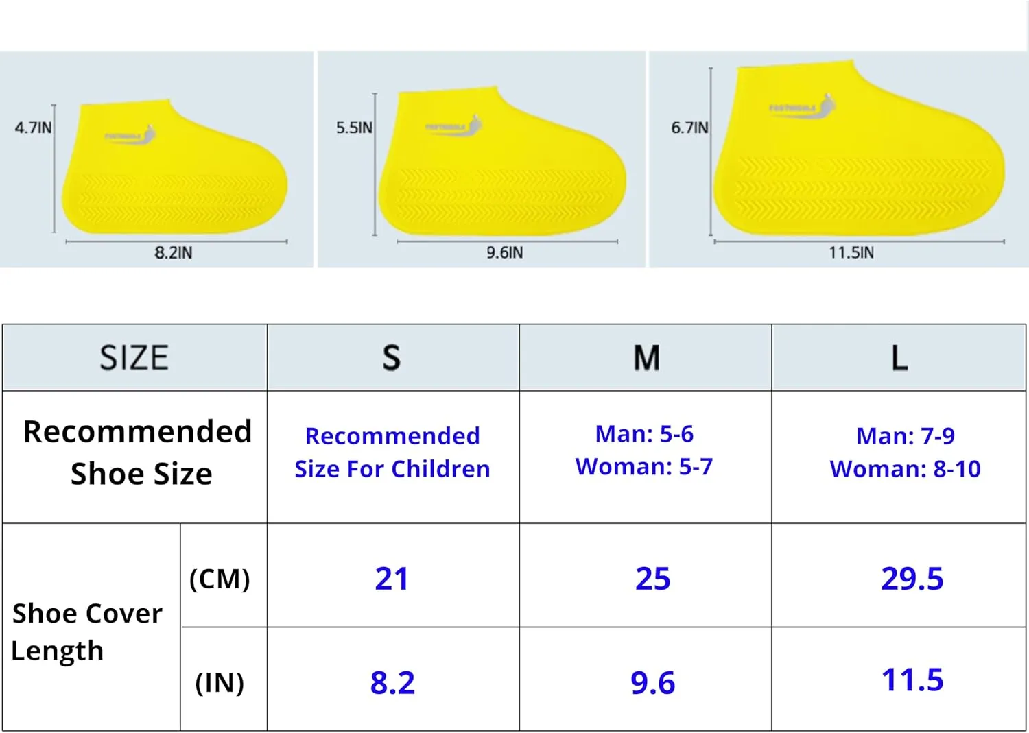 Waterproof Silicone Rubber Shoe Covers for Rain, Non-Slip Easy-handy Water Resistant Overshoes Outdoor Cycling Hiking Protectors Apply to Men, Women, Kids (Large, BLACK)