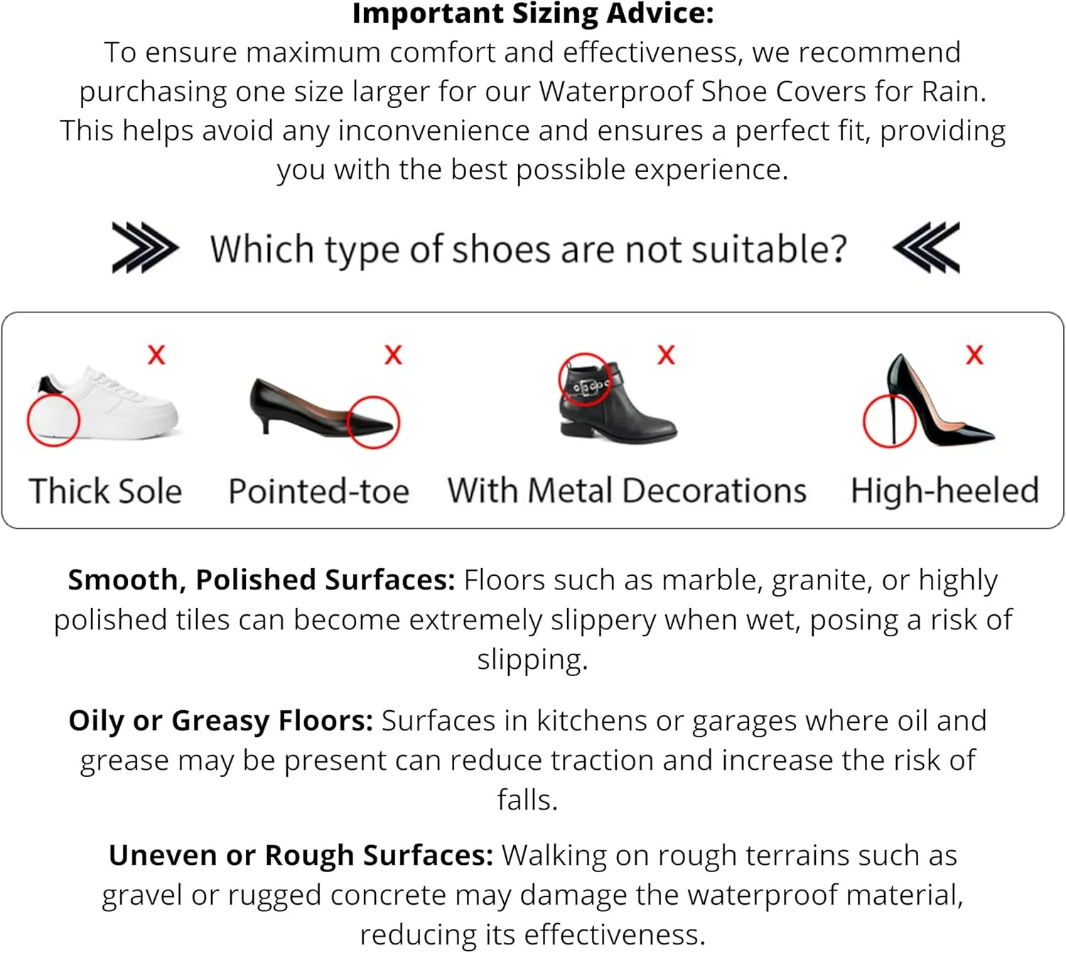 Waterproof Silicone Rubber Shoe Covers for Rain, Non-Slip Easy-handy Water Resistant Overshoes Outdoor Cycling Hiking Protectors Apply to Men, Women, Kids (Large, BLACK)