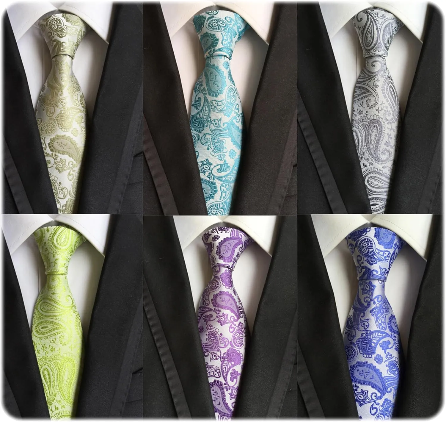 WeiShang Lot 6 PCS Classic Men's Silk Tie Necktie Woven JACQUARD Neck Ties
