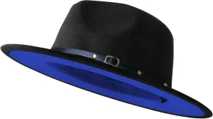 Wide Brim Fedora Hats for Women Men Two Tone Dress Hat Felt Panama Hat in Two Audlt Size