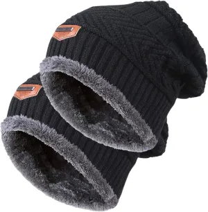 Winter Beanie Hat for Boys Girls (5-14 Years) Slouchy Beanie Windproof Warm Knit Kids Skull Cap