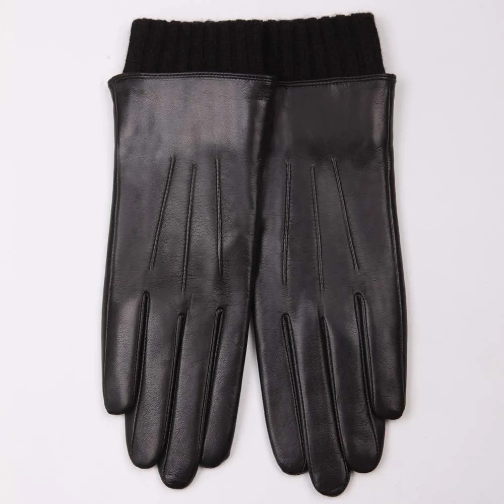Winter Sheepskin Leather Gloves for Women - Warm Touchscreen Cashmere/wool Blend Lining Driving Windproof Cuffs