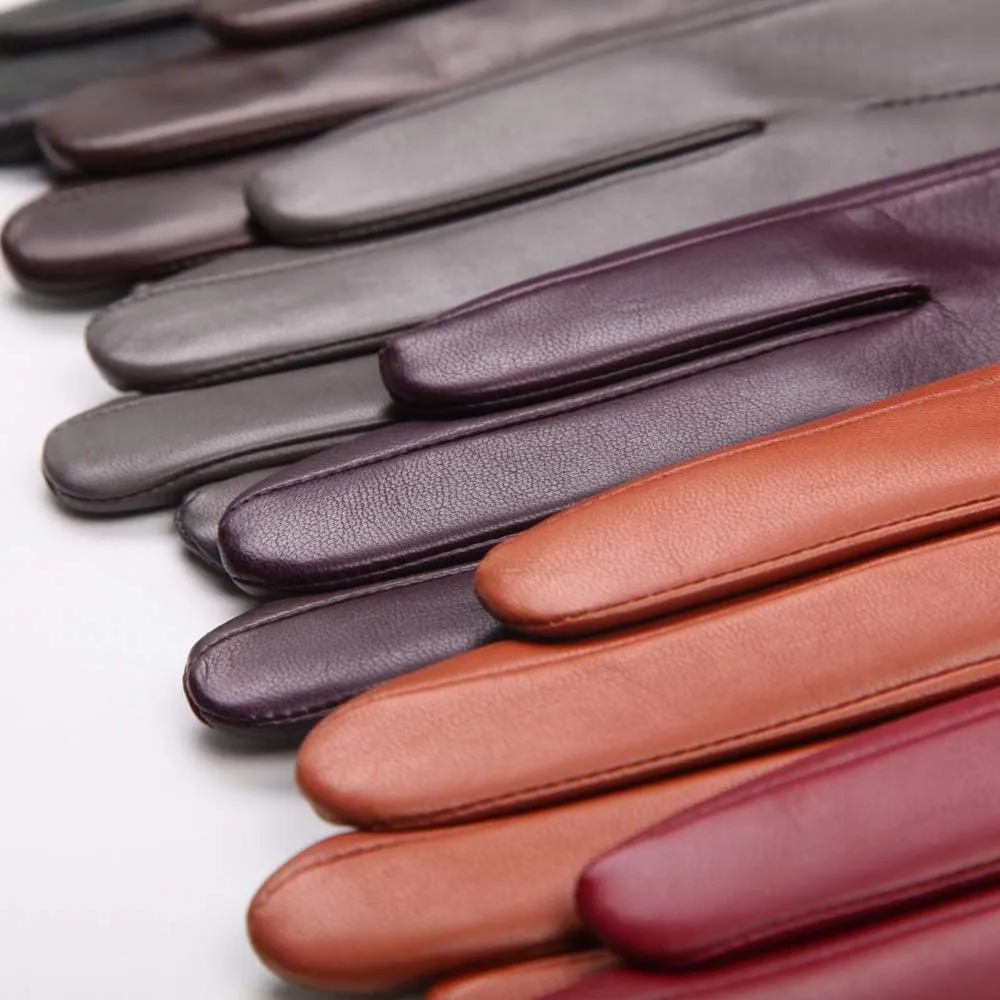 Winter Sheepskin Leather Gloves for Women - Warm Touchscreen Cashmere/wool Blend Lining Driving Windproof Cuffs