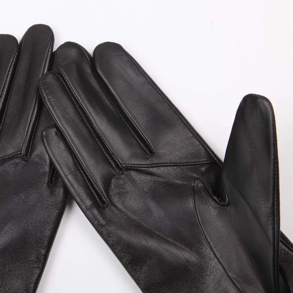 Winter Sheepskin Leather Gloves for Women - Warm Touchscreen Cashmere/wool Blend Lining Driving Windproof Cuffs