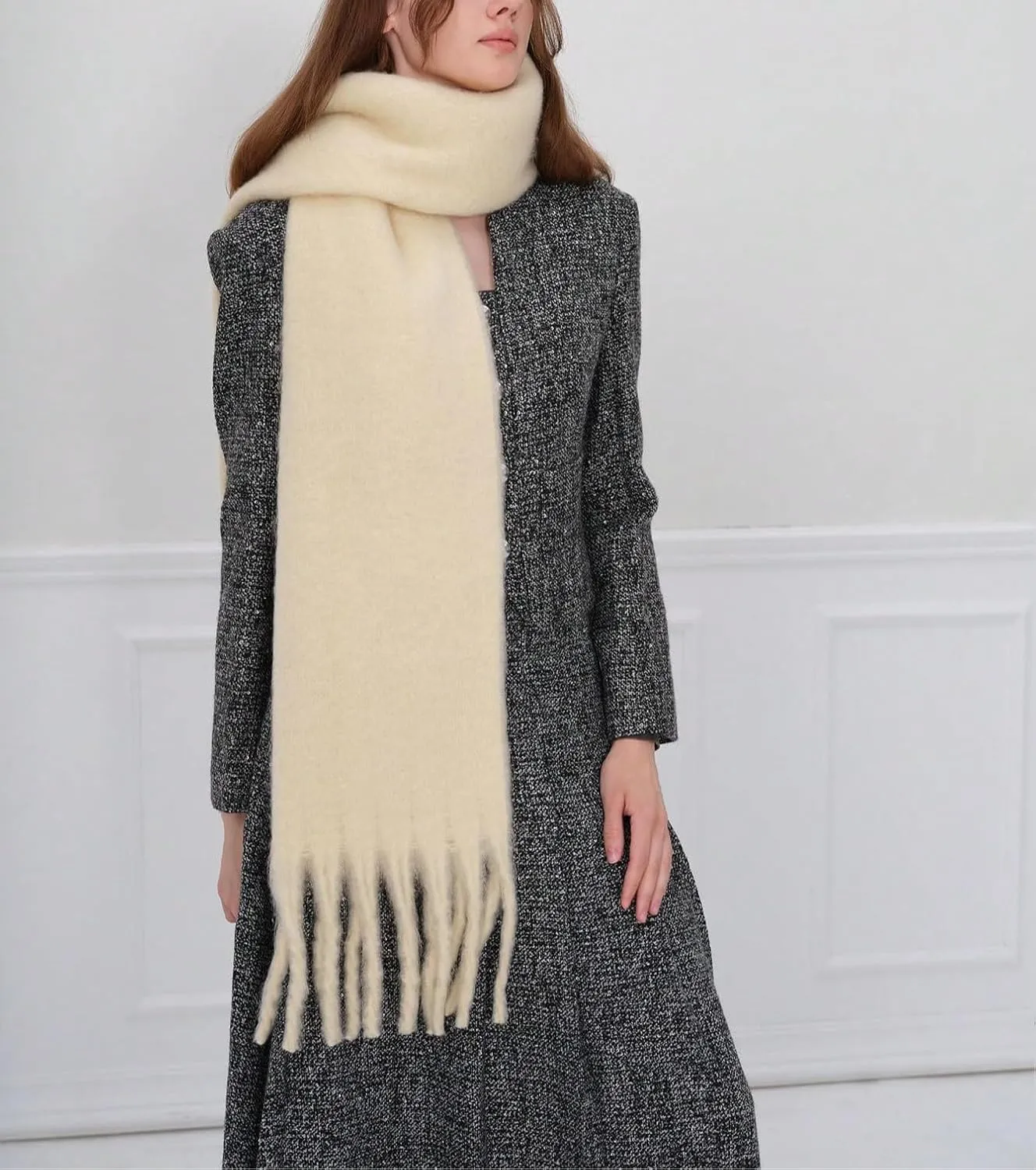 Women Cashmere Feel Scarf, Soft Warm Winter Scarf for Cold Weather, Christmas Blanket Scarves Pashmina Shawl Wrap