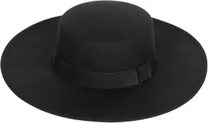 Women Fashion Felt Church Hats Classic British Style 9.5CM Wide Brim Top Fedora Hat Wedding Dress Up Jazz Cap