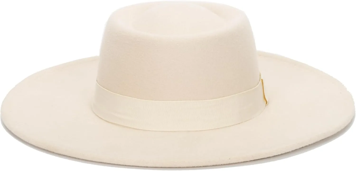 Women Fashion Felt Church Hats Classic British Style 9.5CM Wide Brim Top Fedora Hat Wedding Dress Up Jazz Cap