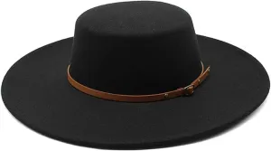 Women Fashion Felt Church Hats Classic British Style 9.5CM Wide Brim Top Fedora Hat Wedding Dress Up Jazz Cap