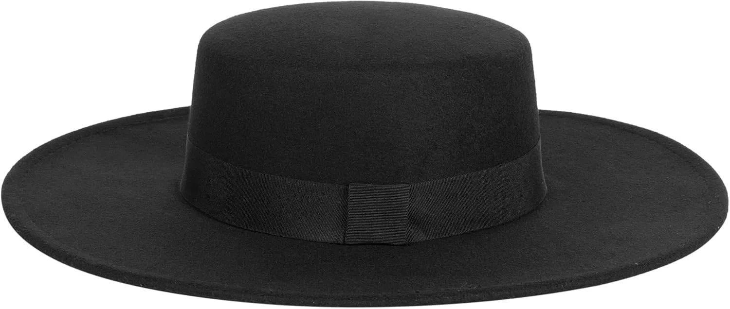 Women Fashion Felt Church Hats Classic British Style 9.5CM Wide Brim Top Fedora Hat Wedding Dress Up Jazz Cap