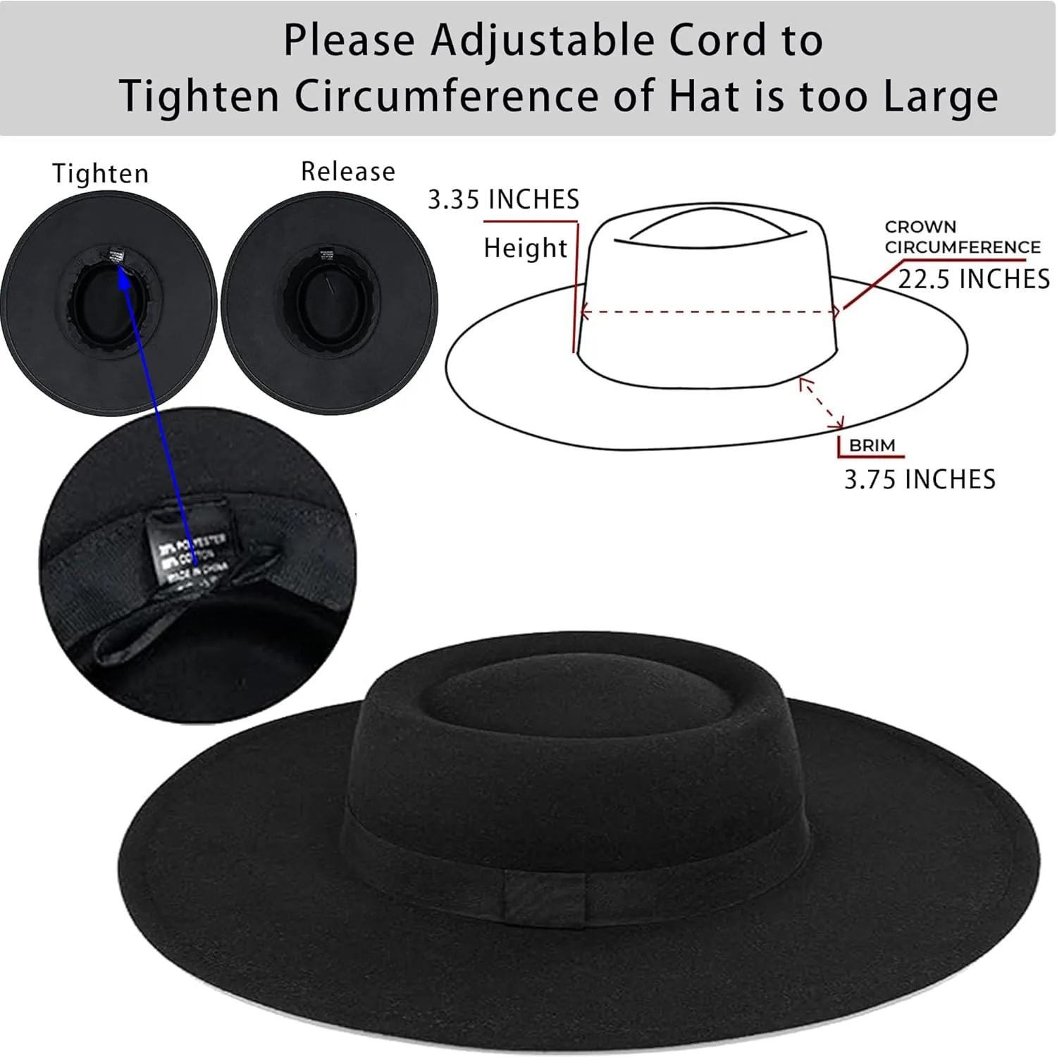 Women Fashion Felt Church Hats Classic British Style 9.5CM Wide Brim Top Fedora Hat Wedding Dress Up Jazz Cap