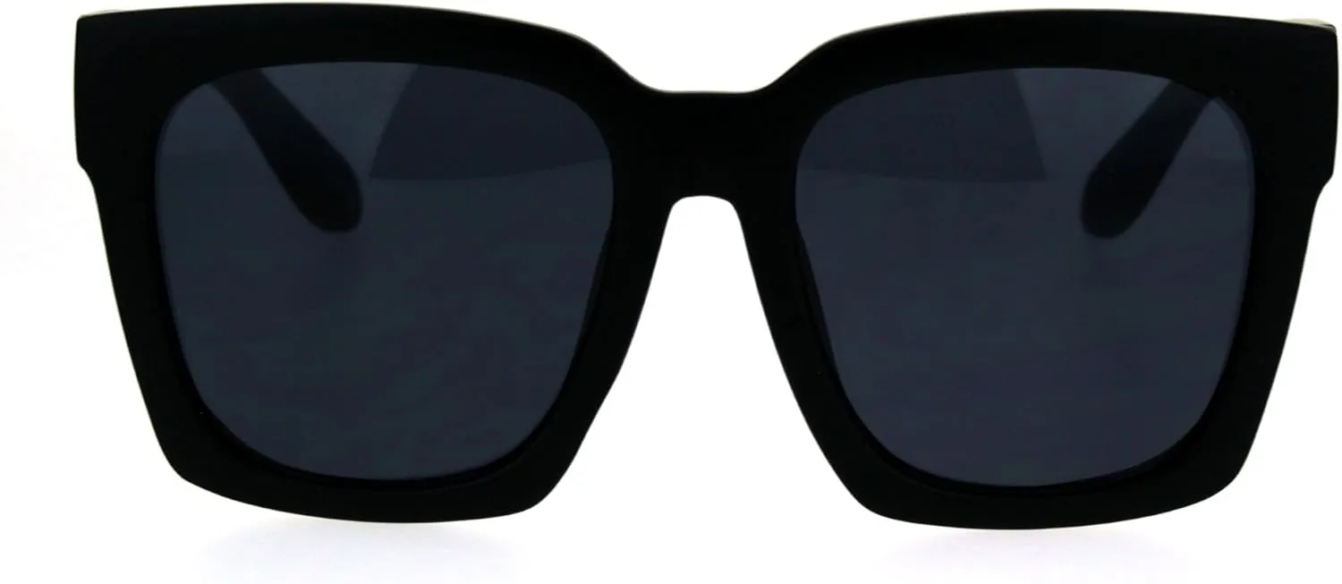 Womens Boyfriend Style XXL Oversize Horned Rim Thick Plastic Sunglasses