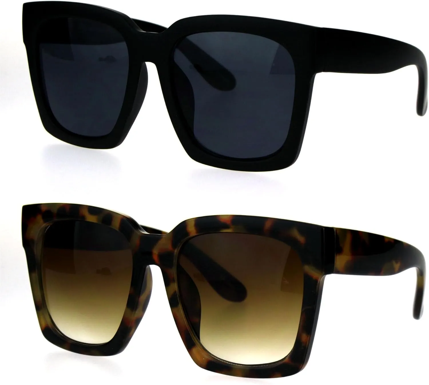 Womens Boyfriend Style XXL Oversize Horned Rim Thick Plastic Sunglasses