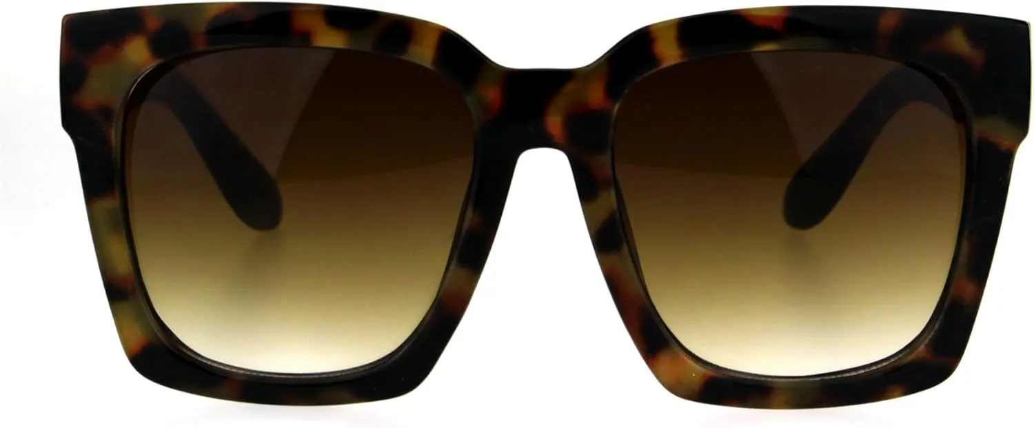 Womens Boyfriend Style XXL Oversize Horned Rim Thick Plastic Sunglasses