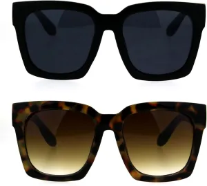 Womens Boyfriend Style XXL Oversize Horned Rim Thick Plastic Sunglasses