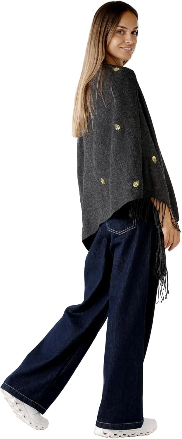 Women's Shawl Wrap Poncho Ruana Cape Cardigan Sweater Open Front for Fall Winter Spring
