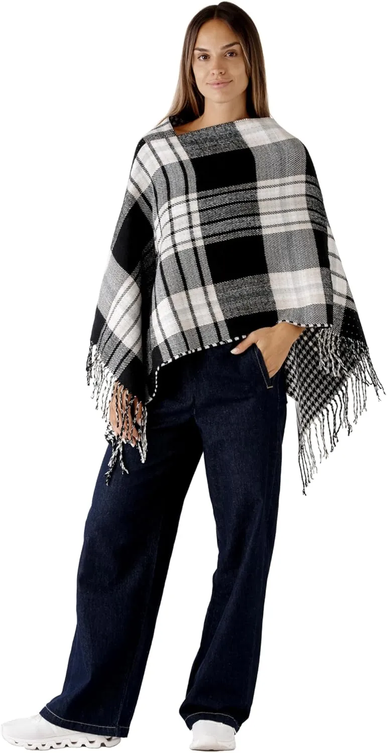 Women's Shawl Wrap Poncho Ruana Cape Cardigan Sweater Open Front for Fall Winter Spring