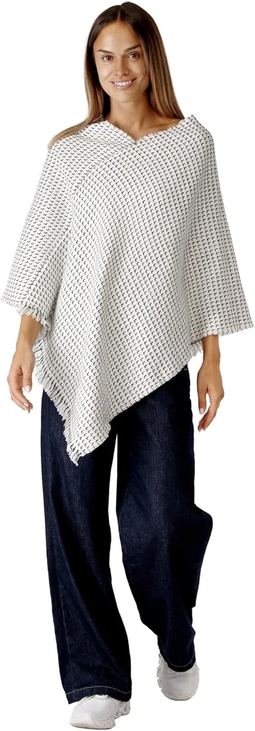 Women's Shawl Wrap Poncho Ruana Cape Cardigan Sweater Open Front for Fall Winter Spring