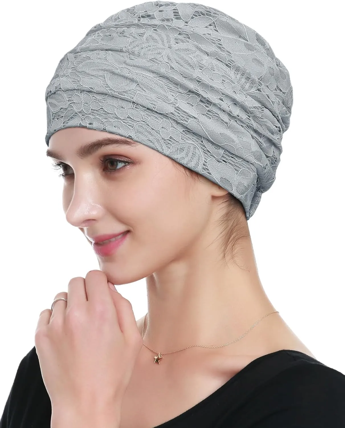 Womens Viscose Beanie Lace Turban Soft Sleep Cap Chemo Hats