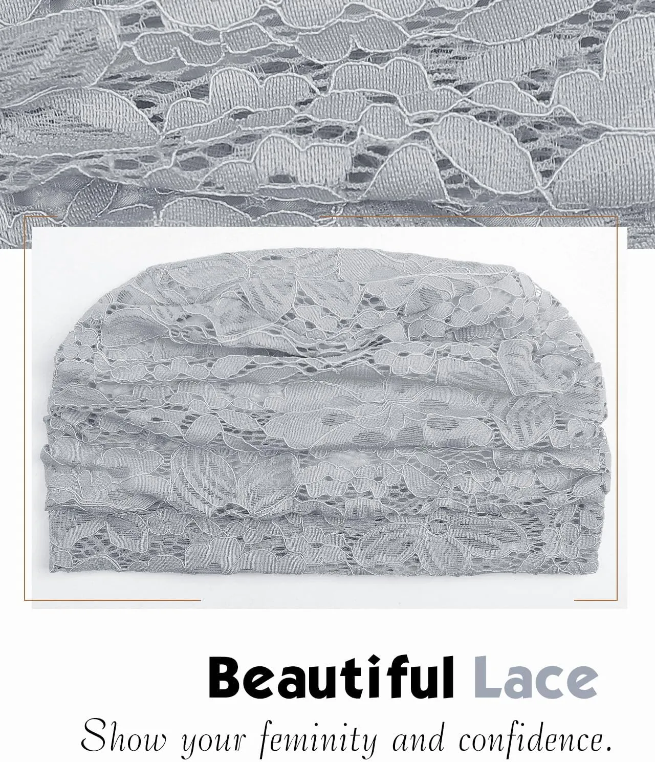 Womens Viscose Beanie Lace Turban Soft Sleep Cap Chemo Hats