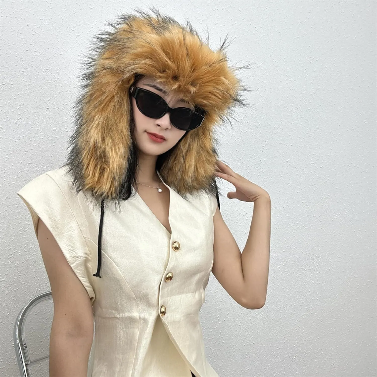 Y2K Faux Fur Russian Hat, Soft, Warm Winter Trapper Hat with Earmuffs for Men and Women