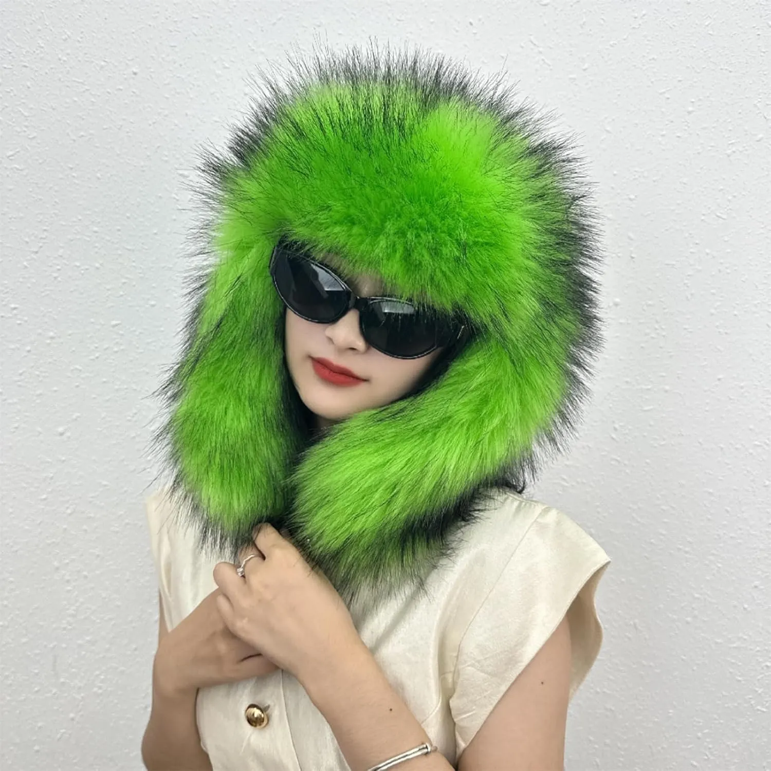 Y2K Faux Fur Russian Hat, Soft, Warm Winter Trapper Hat with Earmuffs for Men and Women