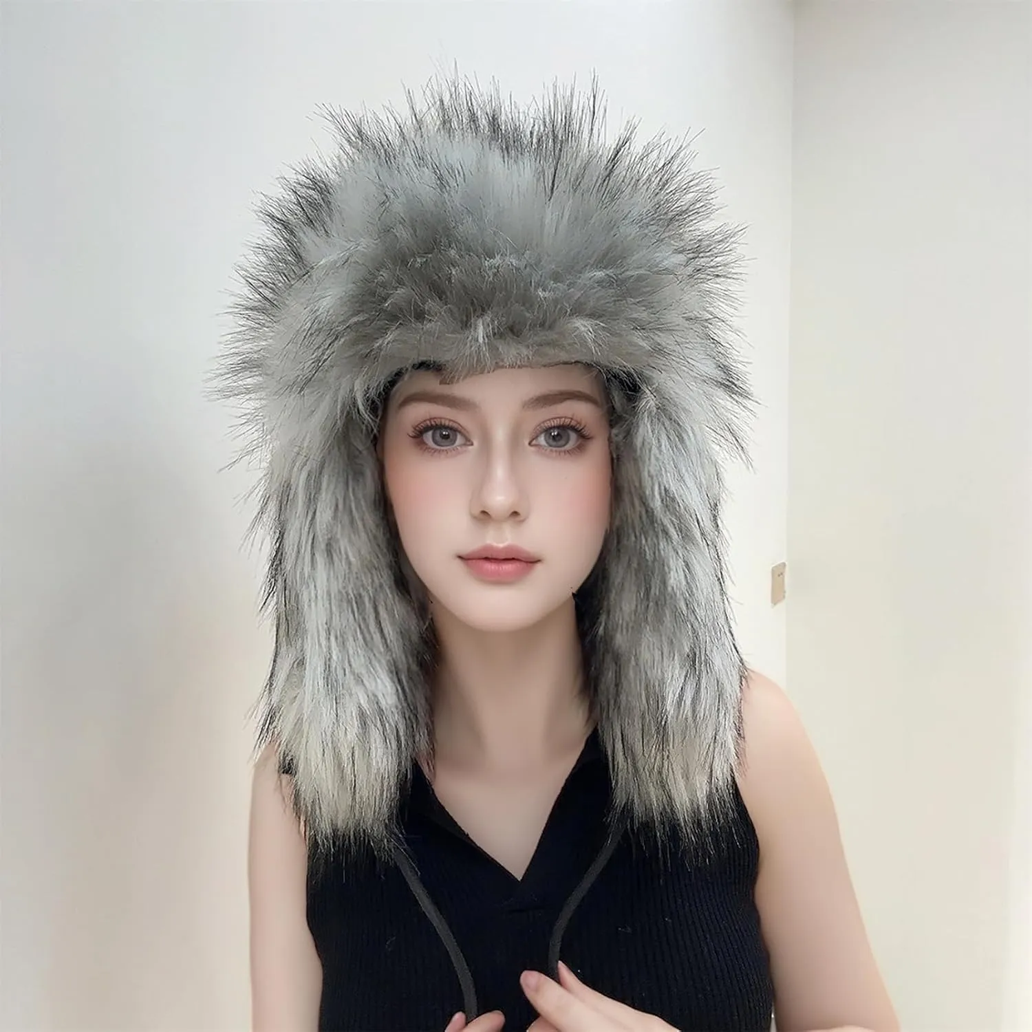 Y2K Faux Fur Russian Hat, Soft, Warm Winter Trapper Hat with Earmuffs for Men and Women