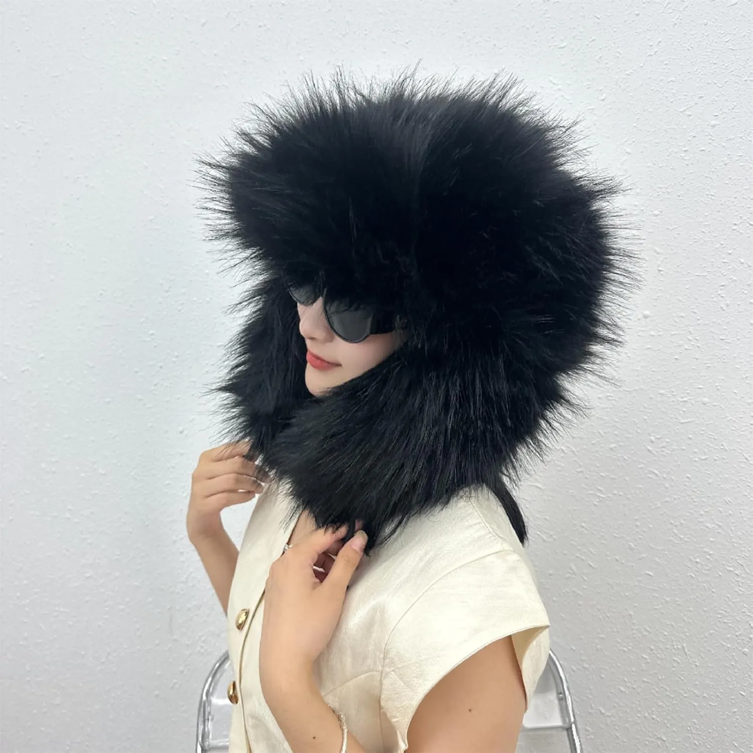 Y2K Faux Fur Russian Hat, Soft, Warm Winter Trapper Hat with Earmuffs for Men and Women