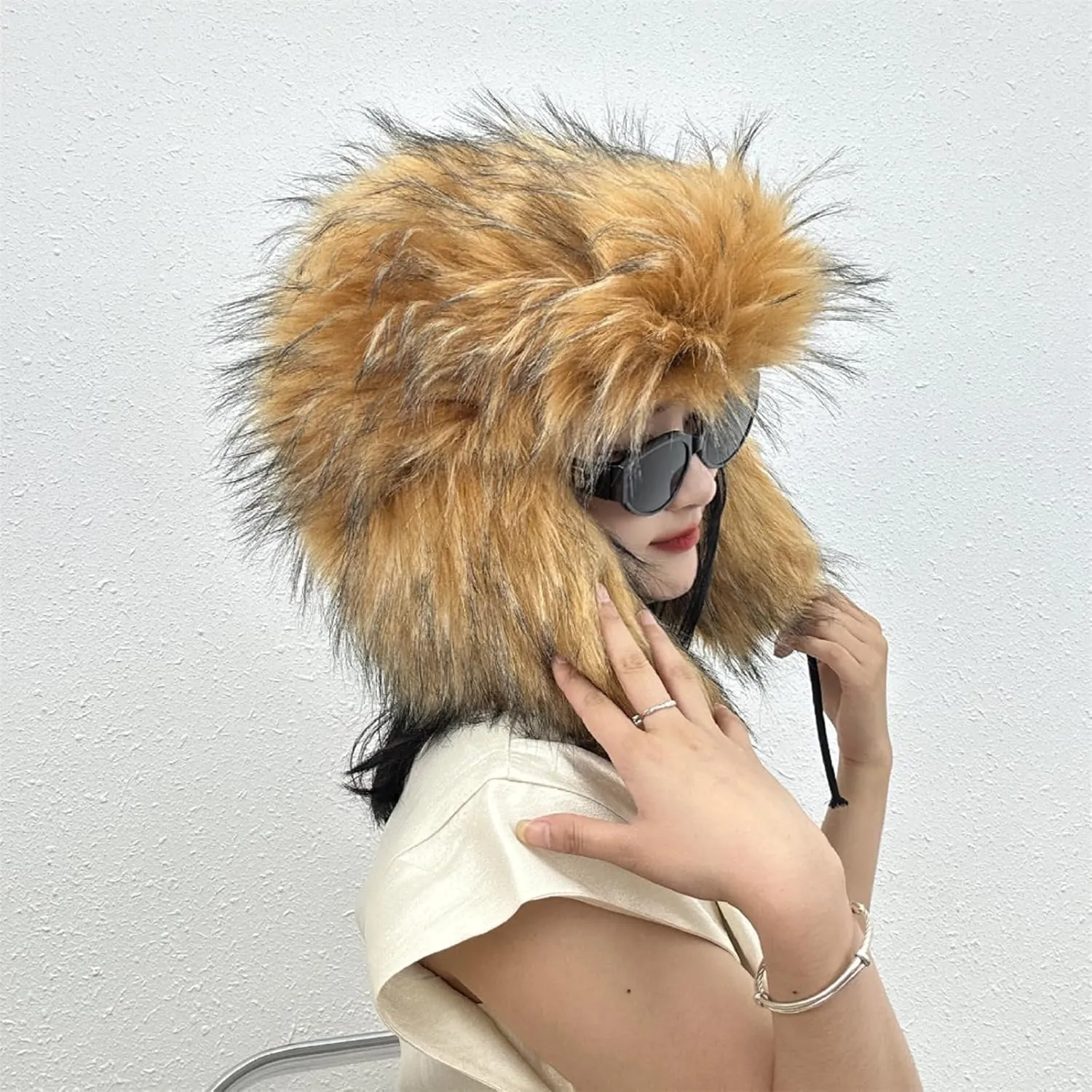 Y2K Faux Fur Russian Hat, Soft, Warm Winter Trapper Hat with Earmuffs for Men and Women