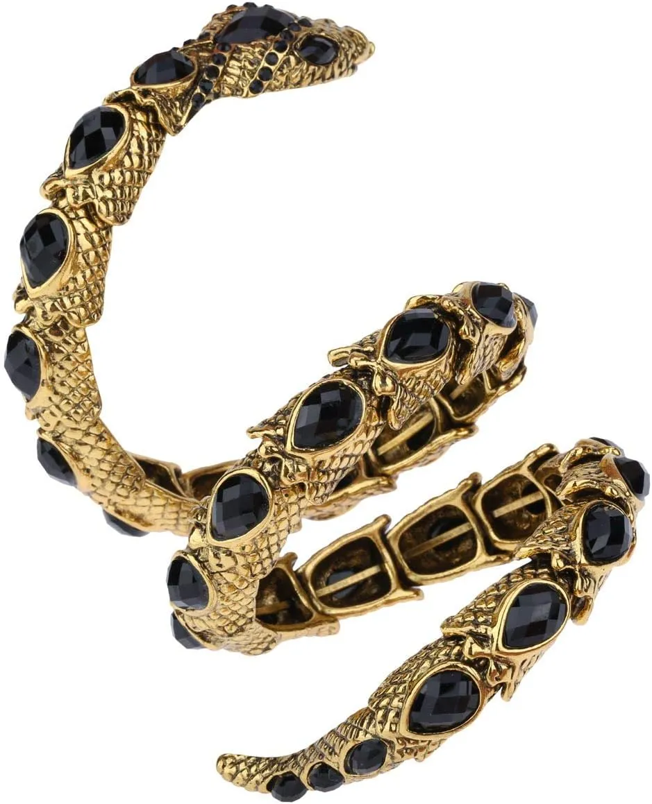 YACQ Women's Crystal Stretch Snake Bracelet Fit Wrist Size 6-1/2 to 8 Inch - Lead & Nickle Free - Halloween Costume Outfit Accessories Jewelry