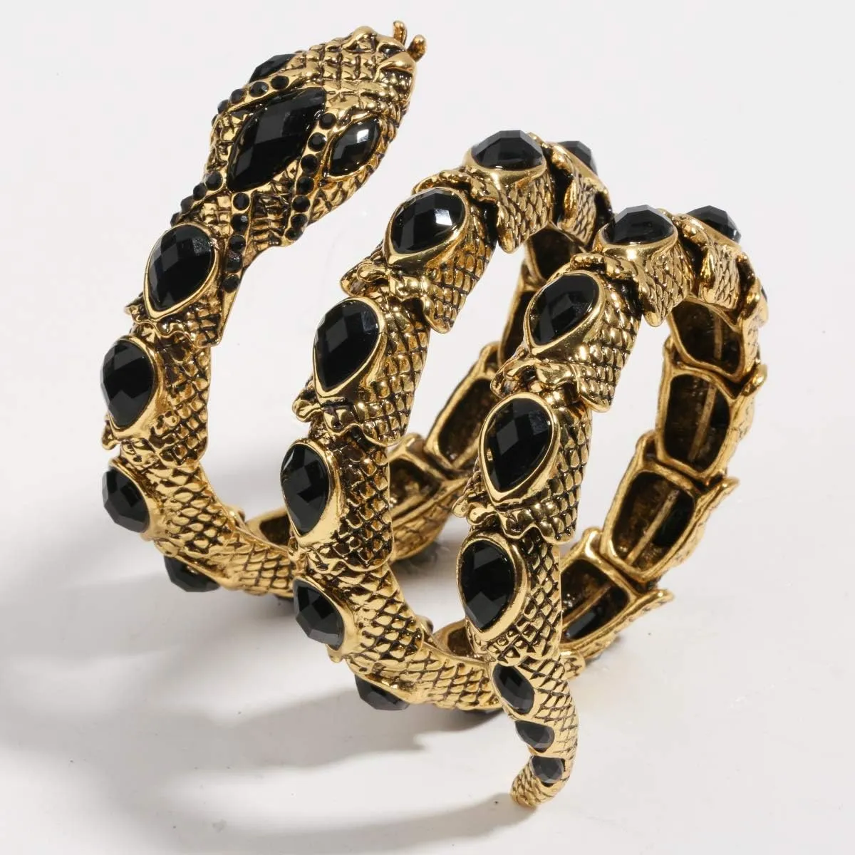 YACQ Women's Crystal Stretch Snake Bracelet Fit Wrist Size 6-1/2 to 8 Inch - Lead & Nickle Free - Halloween Costume Outfit Accessories Jewelry