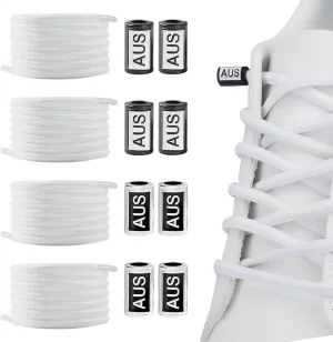 YLOKO No Tie Shoelaces - 2 Pairs, Elastic Round Shoe Laces, Tieless Shoe Strings Replacement Laces for Work Boots, Sneakers