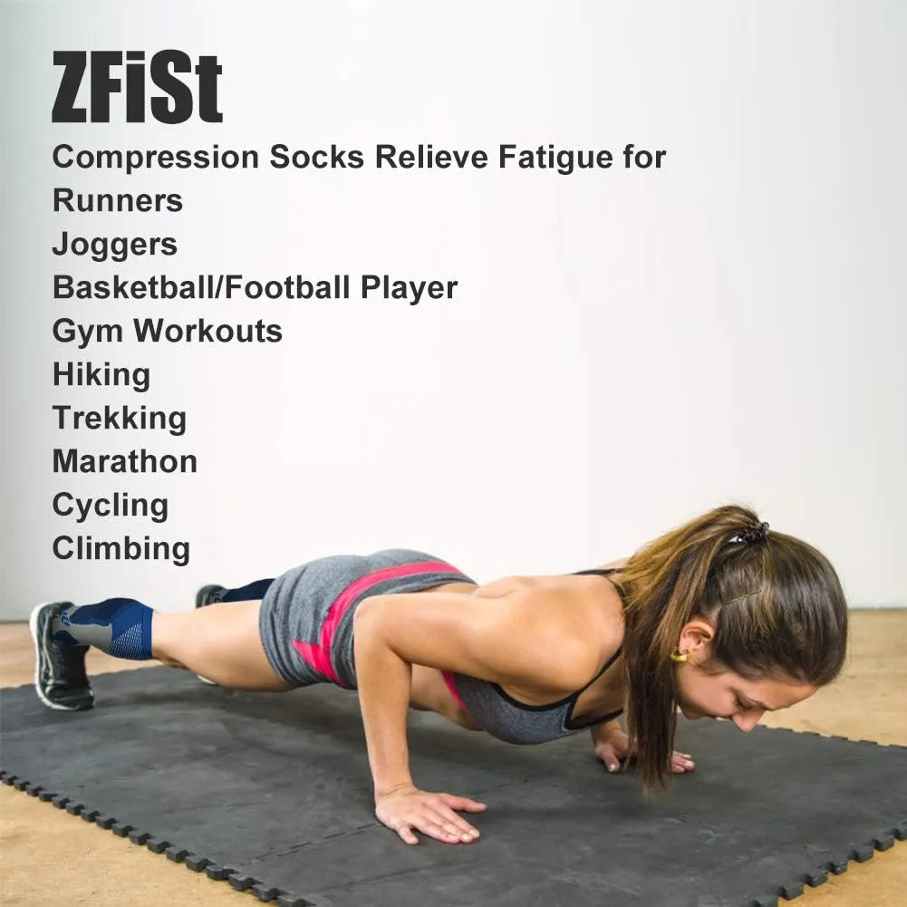 ZFiSt 3 Pair Sport Compression Socks Men Women, Compression Stocking Nurse Socks for Edema Travel