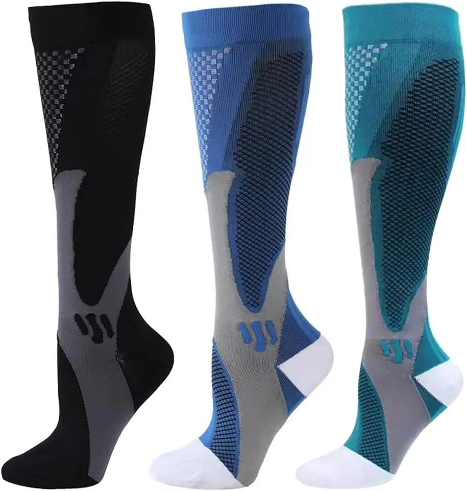 ZFiSt 3 Pair Sport Compression Socks Men Women, Compression Stocking Nurse Socks for Edema Travel