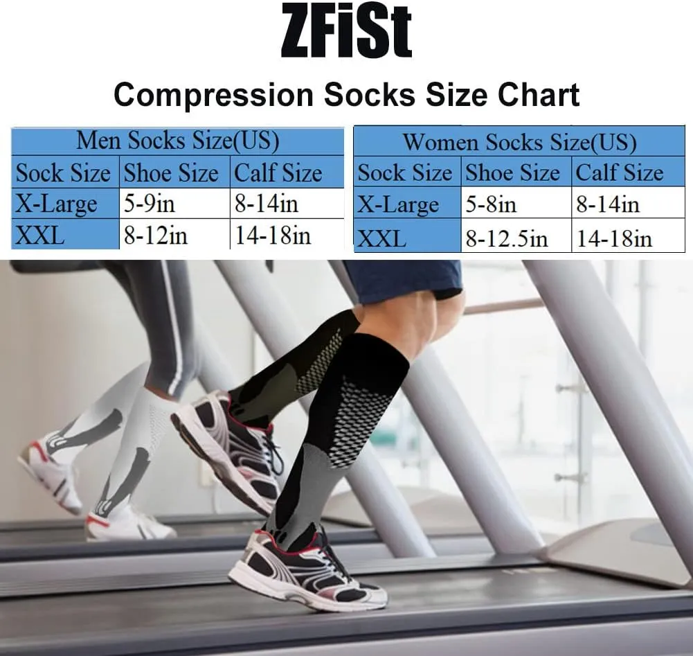 ZFiSt 3 Pair Sport Compression Socks Men Women, Compression Stocking Nurse Socks for Edema Travel