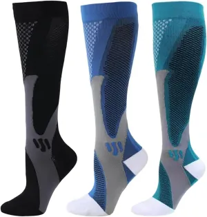 ZFiSt 3 Pair Sport Compression Socks Men Women, Compression Stocking Nurse Socks for Edema Travel