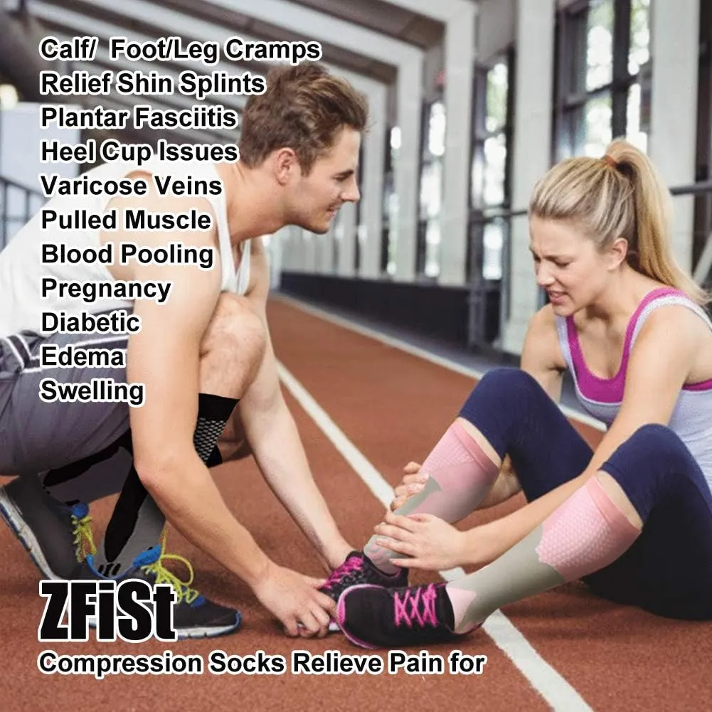 ZFiSt 3 Pair Sport Compression Socks Men Women, Compression Stocking Nurse Socks for Edema Travel