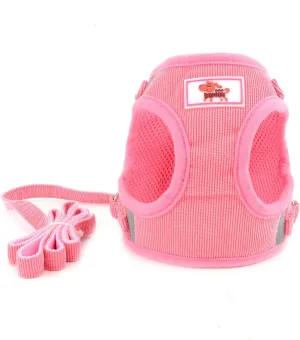 Zunea No Pull Dog Harness and Leash Set for Small Sized Dogs Adjustable Reflective Puppy Boy Girl Vest Harnesses Soft Corduroy Mesh Padded Step-in Cat Harness for Pet Chihuahua Pink S