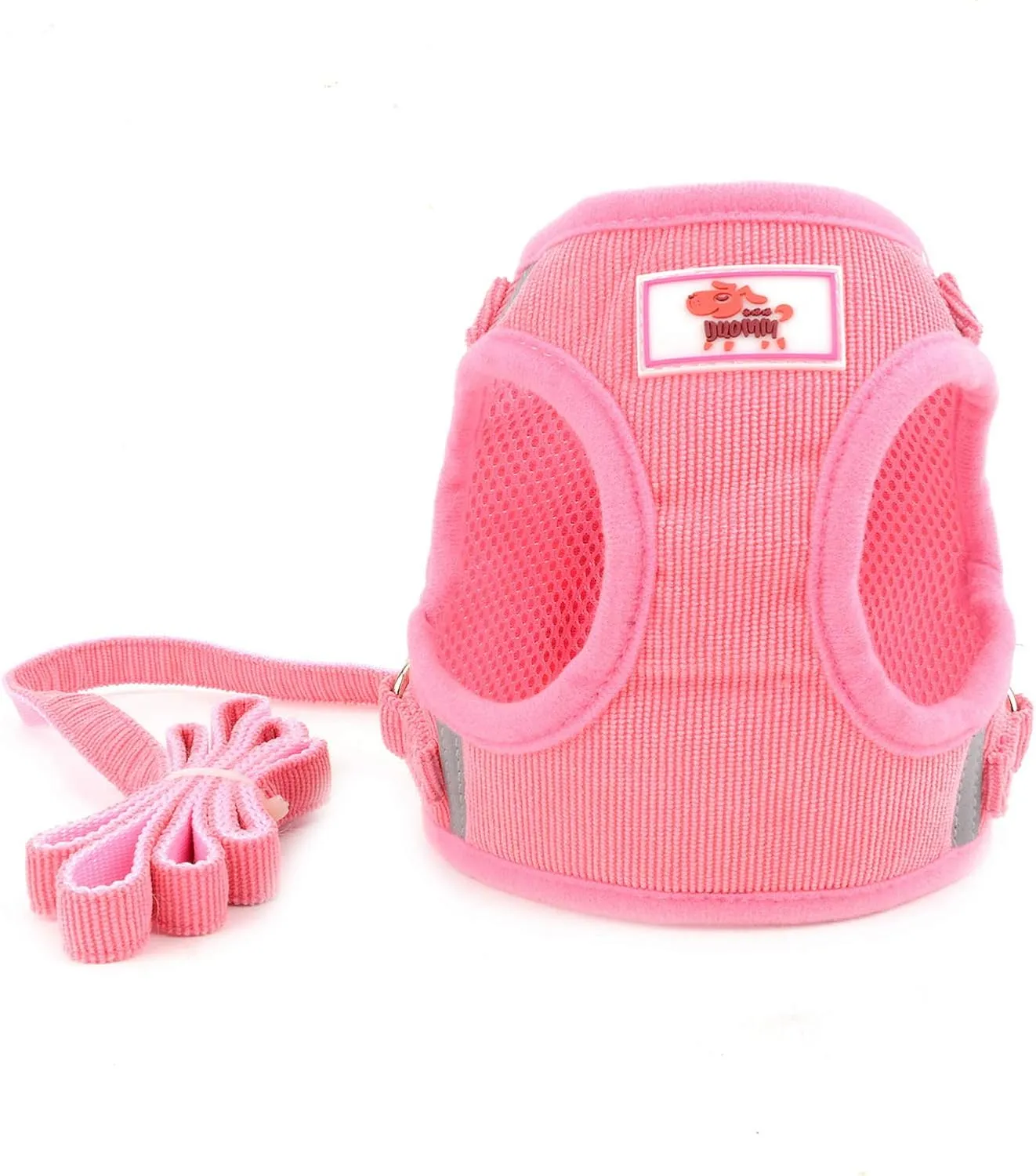Zunea No Pull Dog Harness and Leash Set for Small Sized Dogs Adjustable Reflective Puppy Boy Girl Vest Harnesses Soft Corduroy Mesh Padded Step-in Cat Harness for Pet Chihuahua Pink S